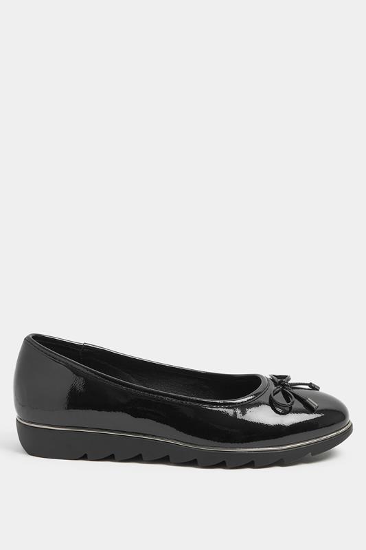 Black Patent Ballet Pumps In Wide E Fit | Yours Clothing 4