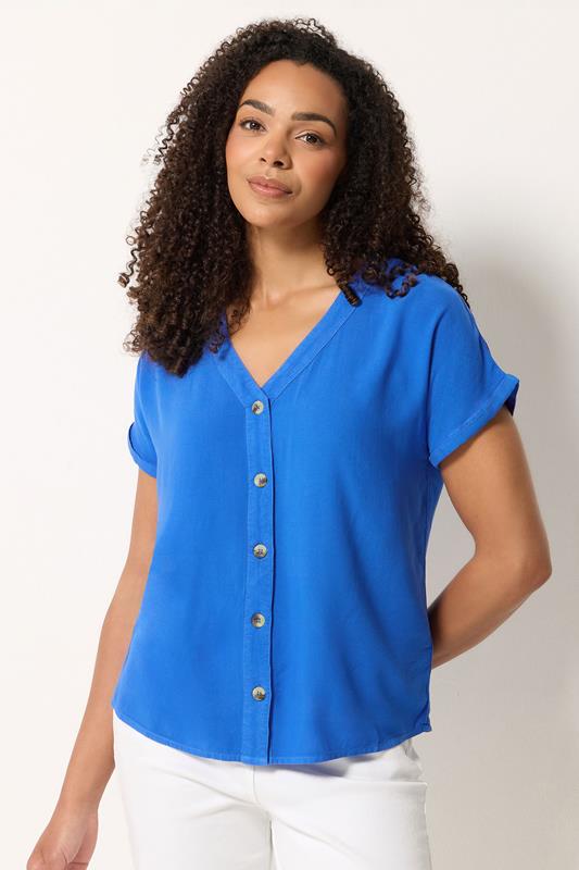 M&Co Cobalt Blue Button Front Blouse