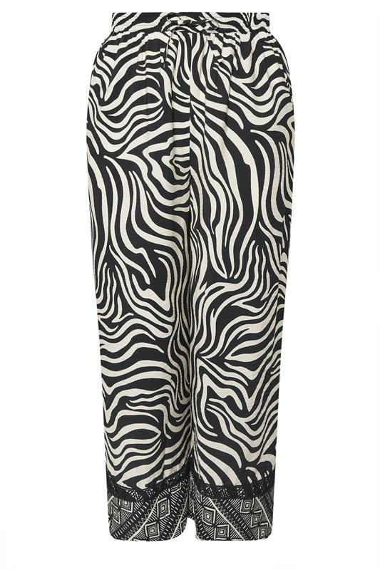 YOURS Plus Size Black & White Zebra Wide Leg Trousers | Yours Clothing 6
