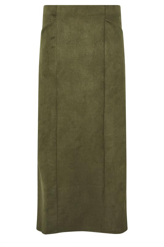 LTS Tall Women's Khaki Green Faux Suede Midi Skirt | Long Tall Sally 5