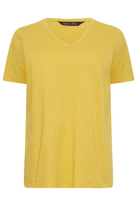 M&Co Yellow V-Neck Cotton T-Shirt | M&Co 6