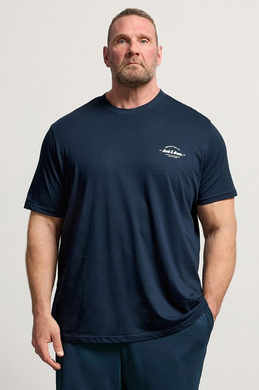 JACK & JONES Big & Tall Navy Blue T-Shirt & Shorts Set | BadRhino 1