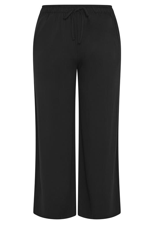 YOURS Plus Size Black Soft Touch Wide Leg Trousers | Yours Clothing 5