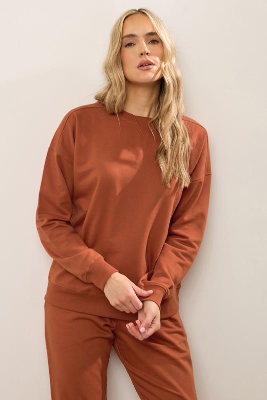 LTS Tall Rust Orange Crew Neck Sweatshirt | Long Tall Sally 1