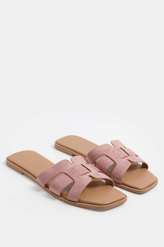 Pink Cut Out Mule Sandals In Wide E Fit