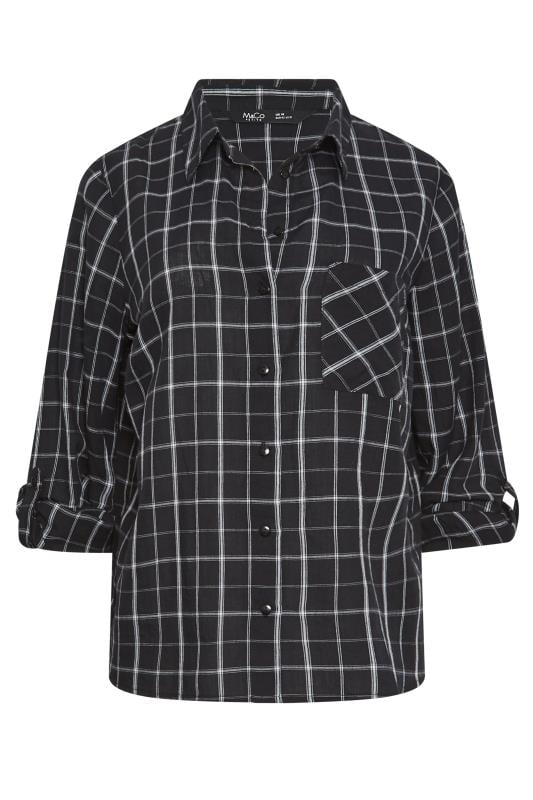 M&Co Petite Black Check Print Cotton Boyfriend Shirt | M&Co 5