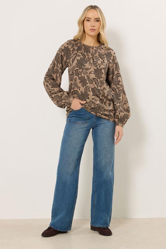 LTS Tall Women's Natural Brown Raglan Blouse | Long Tall Sally 1