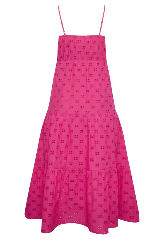 Petite Hot Pink Broderie Strap Maxi Dress | PixieGirl 7