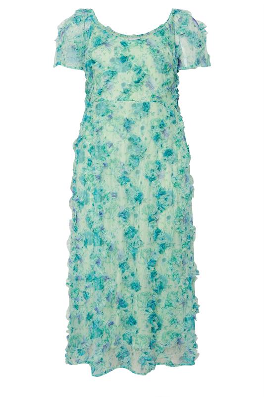 YOURS LONDON Plus Size Mint Green Floral Ruffle Maxi Dress | Yours Clothing 5