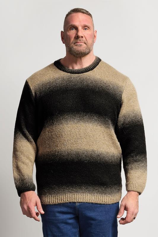  JACK & JONES Big & Tall Natural Brown Crew Neck Knit Jumper