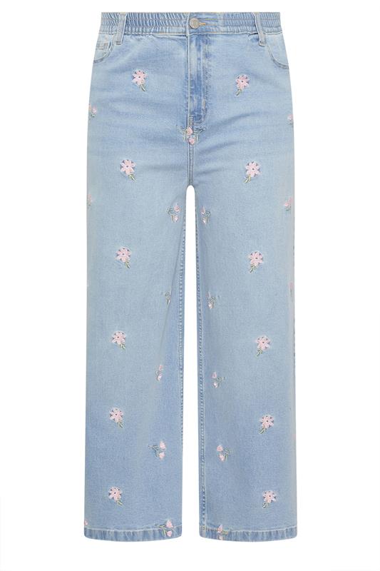 LIMITED COLLECTION Plus Size Blue Floral Embroidered Jeans | Yours Clothing 5