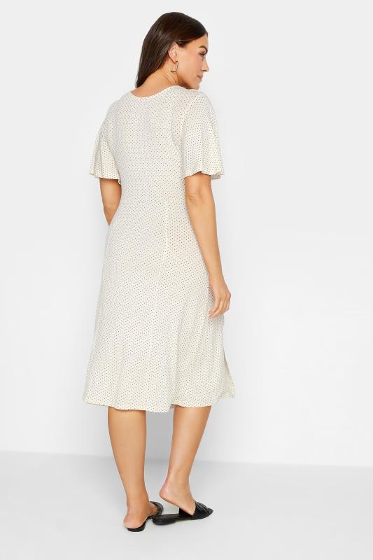 M&Co White Polka Dot Print Angel Sleeve Split Hem Midi Dress | M&Co 3