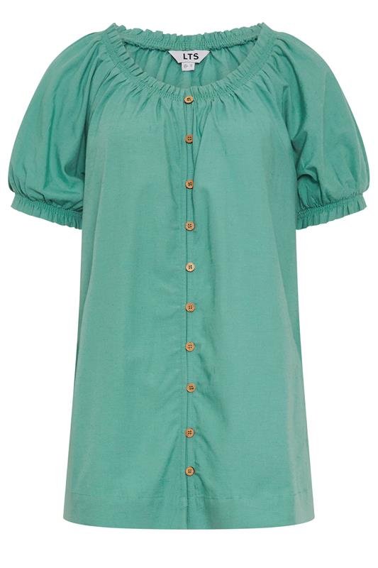 LTS Tall Women's Teal Green Linen Button Blouse | Long Tall Sally 5