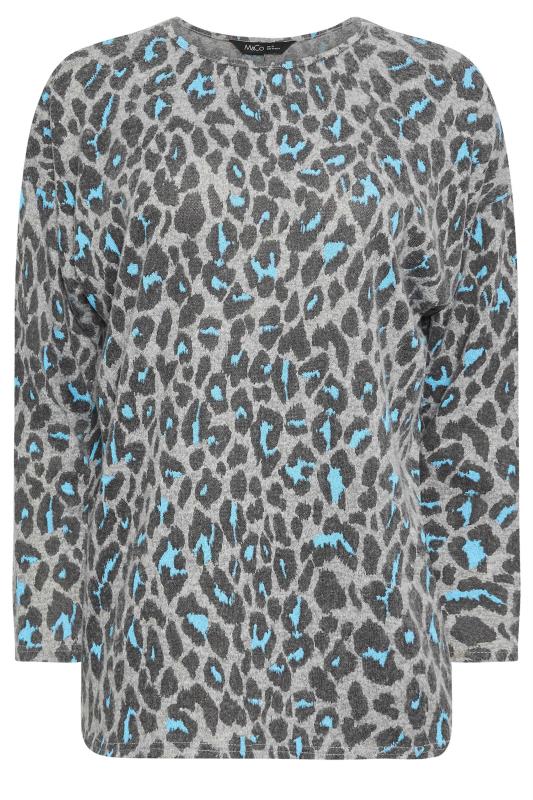 M&Co Grey & Blue Leopard Print Jumper | M&Co 6