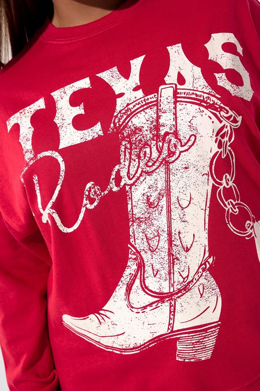 LIMITED COLLECTION Plus Size Red 'Texas Rodeo' Graphic Boot Sweatshirt | Yours Clothing 4