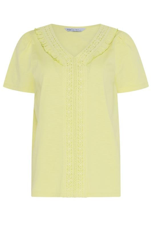  M&Co Lemon Yellow Short Sleeve Frill Cotton Blouse