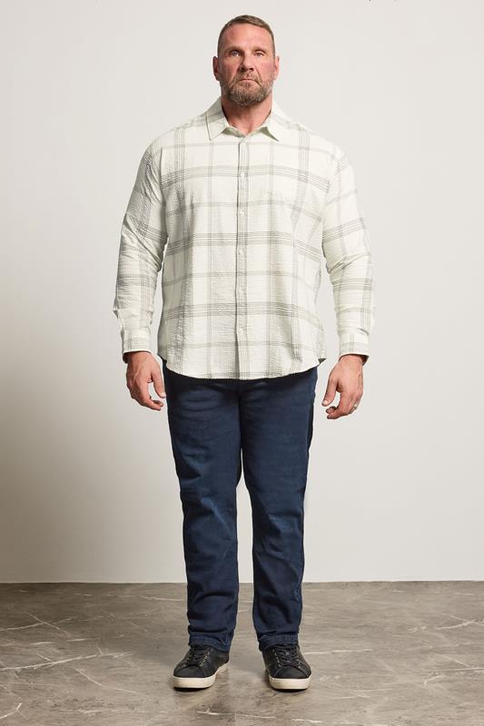 BadRhino Big & Tall Natural Brown Textured Checked Shirt | BadRhino 2