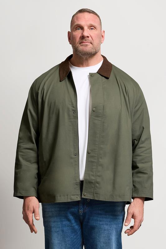 JACK & JONES Big & Tall Olive Green Worker Jacket | BadRhino 1