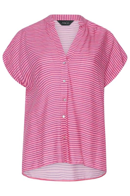M&Co Women's Pink Stripe Grown On Sleeve Top | M&Co