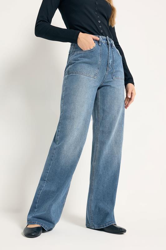 LTS Tall Womens Blue Wide Leg High Waisted Jeans | Long Tall Sally  2