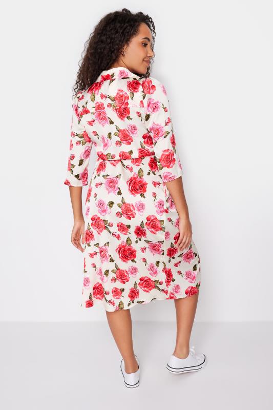 M&Co Ivory White Rose Print Tie Waist Shirt Dress | M&Co  3