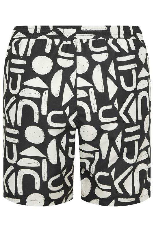 BadRhino Big & Tall Black & White Abstract Swim Shorts | BadRhino 7
