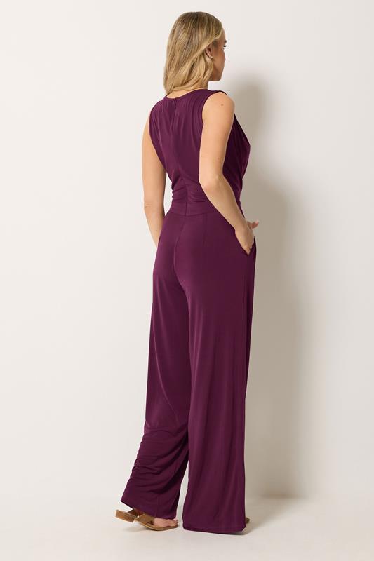 LTS Tall Women's Plum Purple Cowl Neck Wide Leg Jumpsuit | Long Tall Sally 2