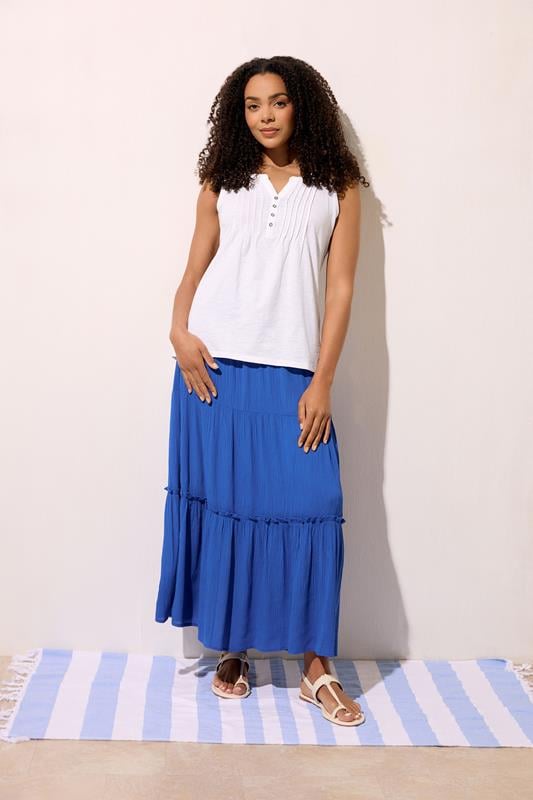  M&Co Blue Crinkle Maxi Skirt