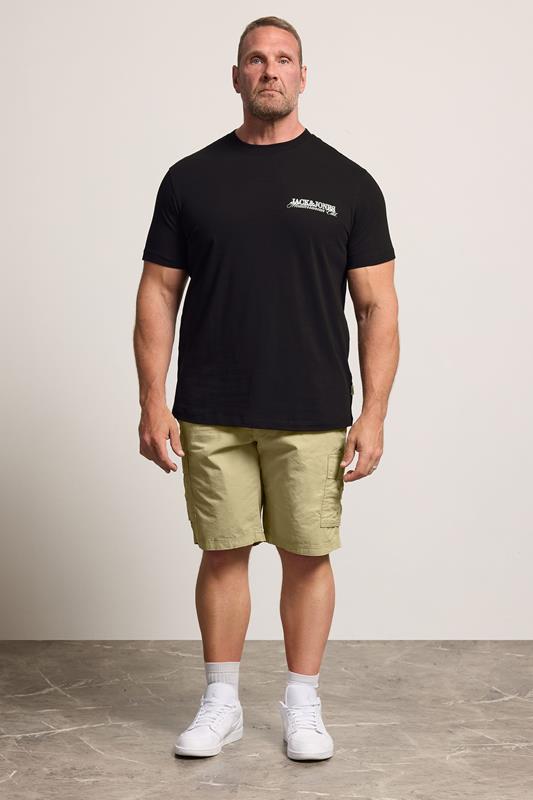JACK & JONES Big & Tall 2 PACK Neutral And Olive Green Cargo Shorts | BadRhino 2