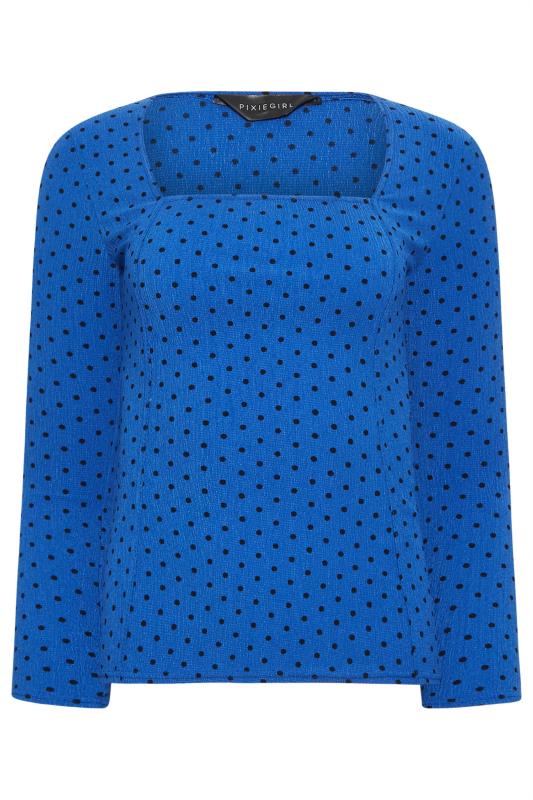 PixieGirl 2 PACK Black & Blue Spot Print Square Neck Tops | PixieGirl 9