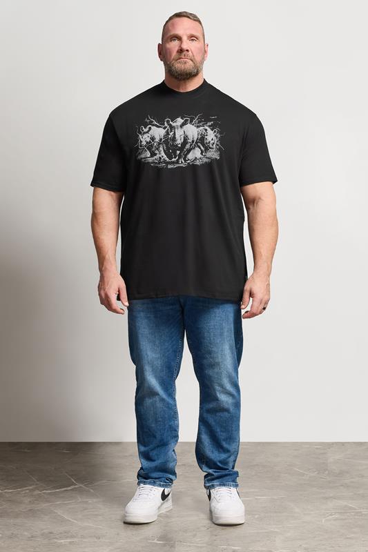 BadRhino Big & Tall Black Extra Long Rhino Graphic T-Shirt | BadRhino 1