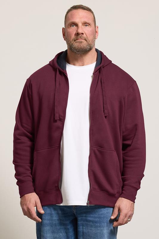Hoodies KAM Big & Tall Burgundy Zip Through Hoodie