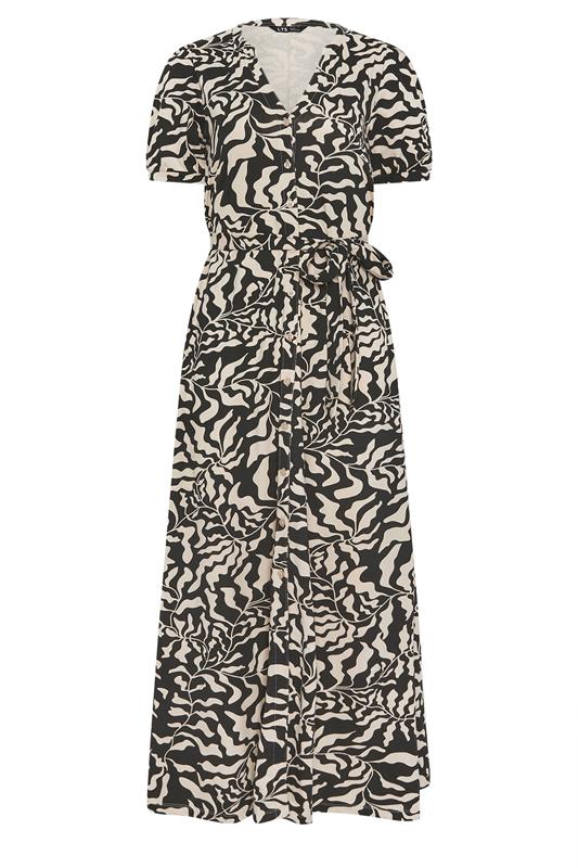 LTS Tall Women's Black & Brown Abstract Button Belted Cotton Midi Dress | Long Tall Sally  5