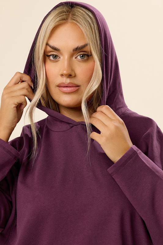 YOURS Plus Size Burgundy Red Seam Detail Hoodie | Yours Clothing 4