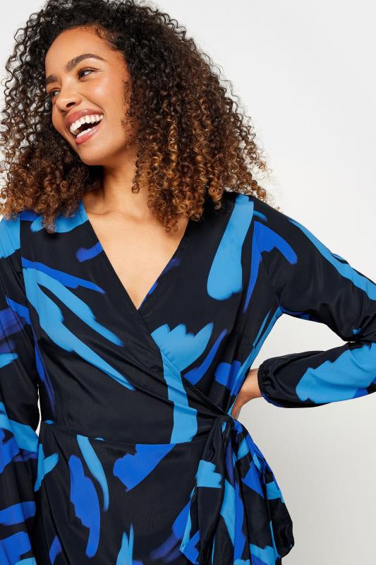 M&Co Black & Blue Abstract Print Wrap Dress | M&Co  4