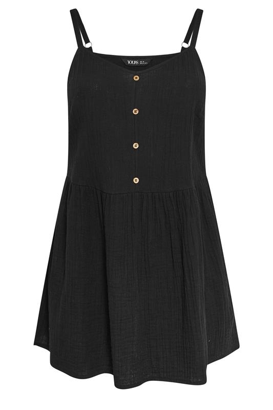 YOURS Plus Size Black Cheesecloth Sleeveless Top | Yours Clothing 5
