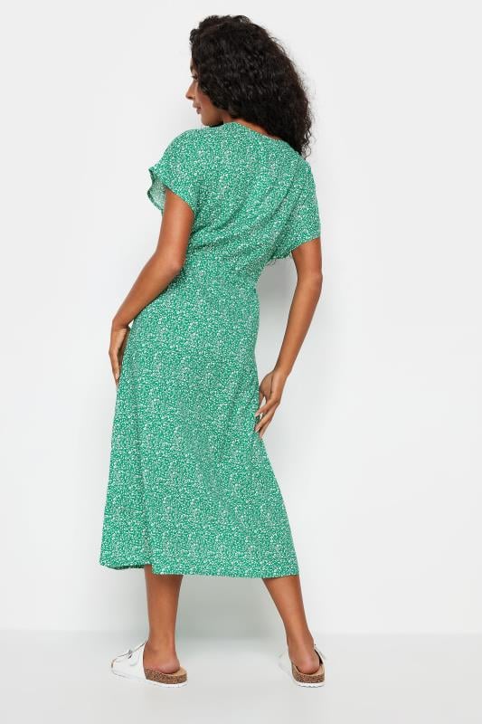 M&Co Petite Green Ditsy Floral Tie Waist Dress | M&Co 3