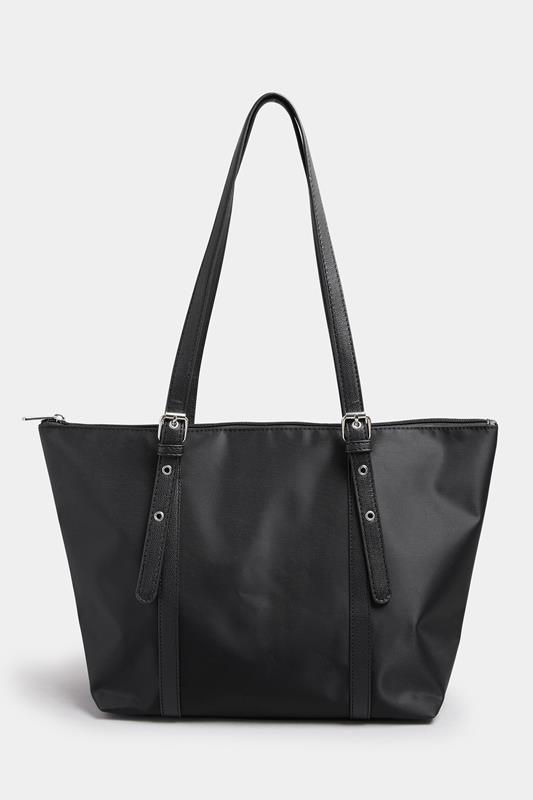 Black Buckle Strap Tote Bag