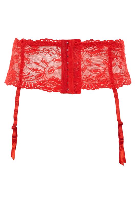 Red Deep Lace Suspender Belt | Yours Clothing 4