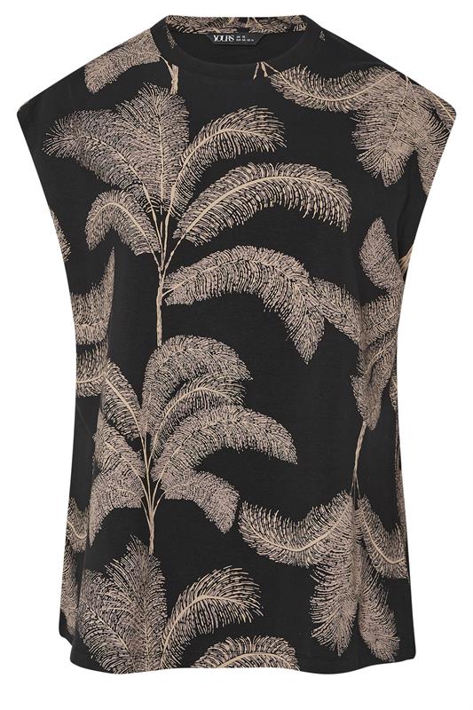 YOURS Plus Size Black Palm Print Boxy T-Shirt | Yours Clothing 5