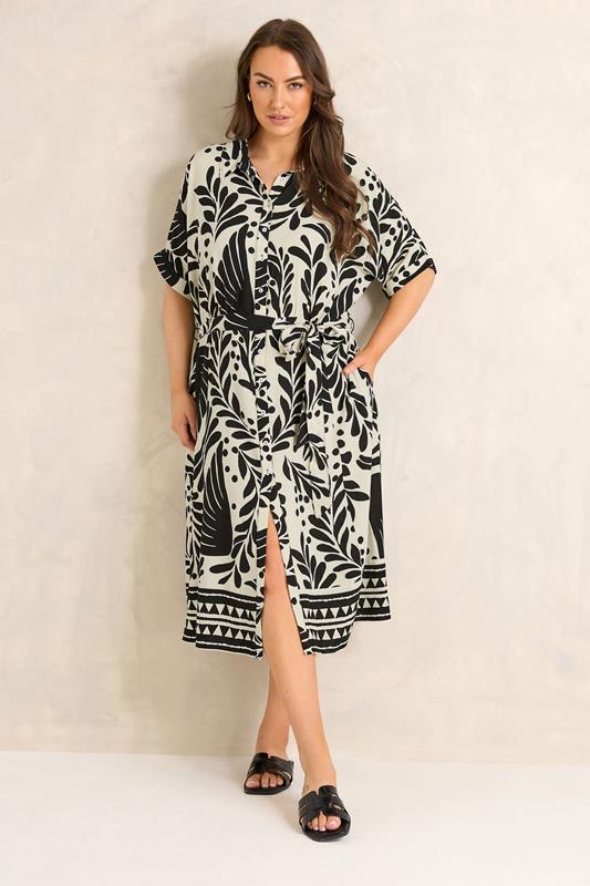 EVANS Plus Size Black Abstract Shirt Dress | Evans 1