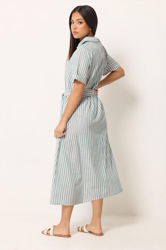 M&Co Petite Blue Stripe Shirt Dress | M&Co 2