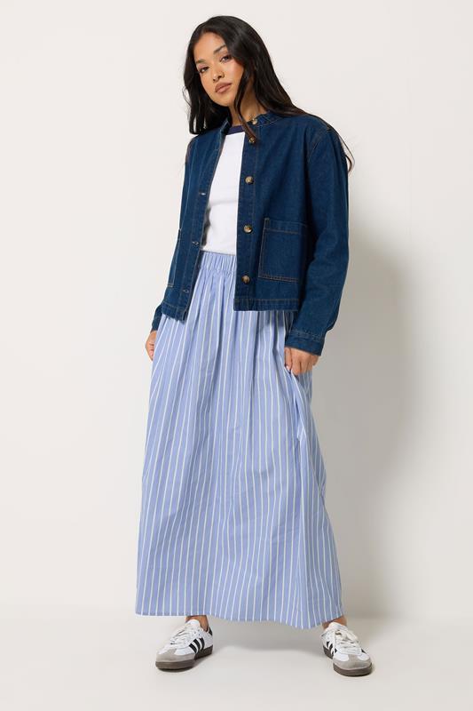 PixieGirl Petite Women's Blue Stripe Maxi Skirt | PixieGirl  1