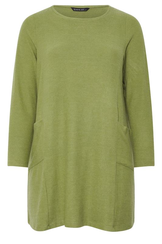 EVANS Plus Size Green Front Pocket Tunic Jumper | Evans  6