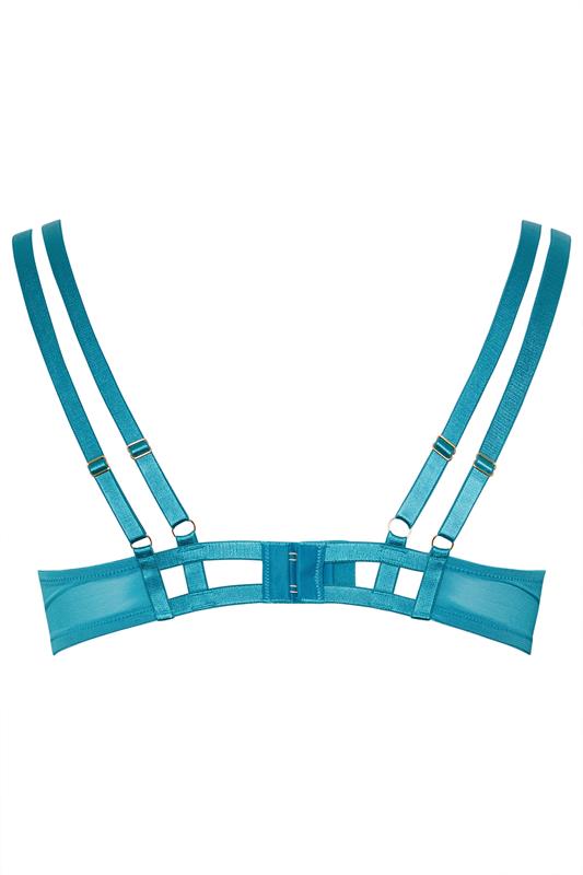 PLAYFUL PROMISES Teal Blue Embroidered Underwired Bra 6