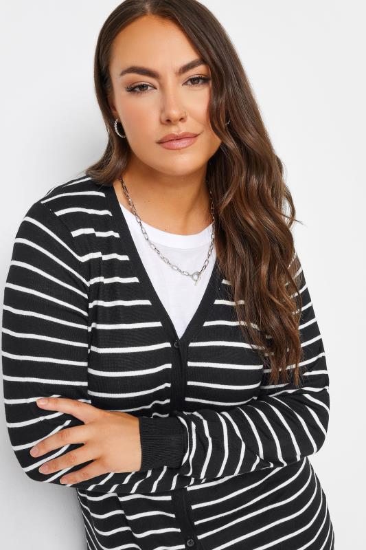 YOURS Plus Size Black Stripe Maxi Cardigan | Yours Clothing 5