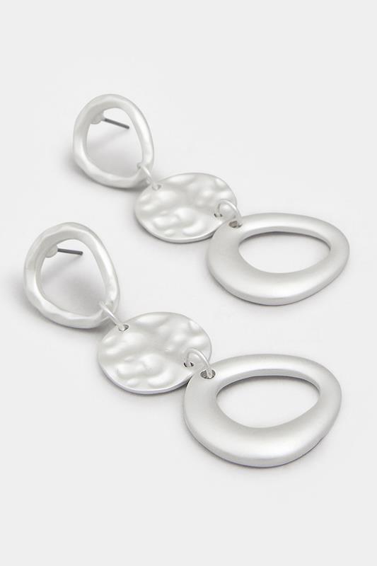 Silver Tone Triple Drop Earrings | Yours Clothing 2
