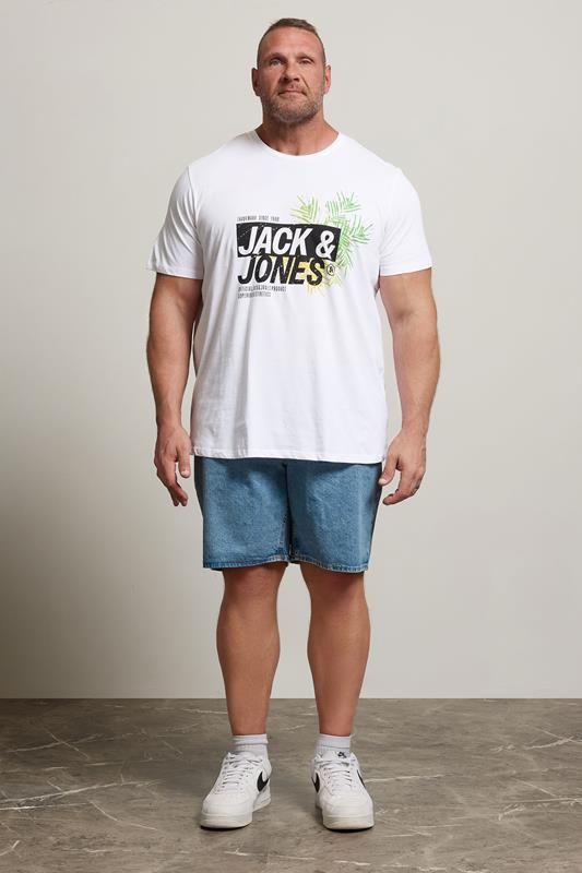 JACK & JONES Big & Tall White Contrast Logo Print T-Shirt | BadRhino 1
