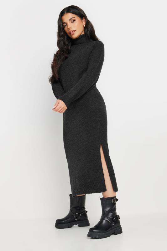 PixieGirl Petite Women's Black Knitted Roll Neck Jumper Dress | PixieGirl 4