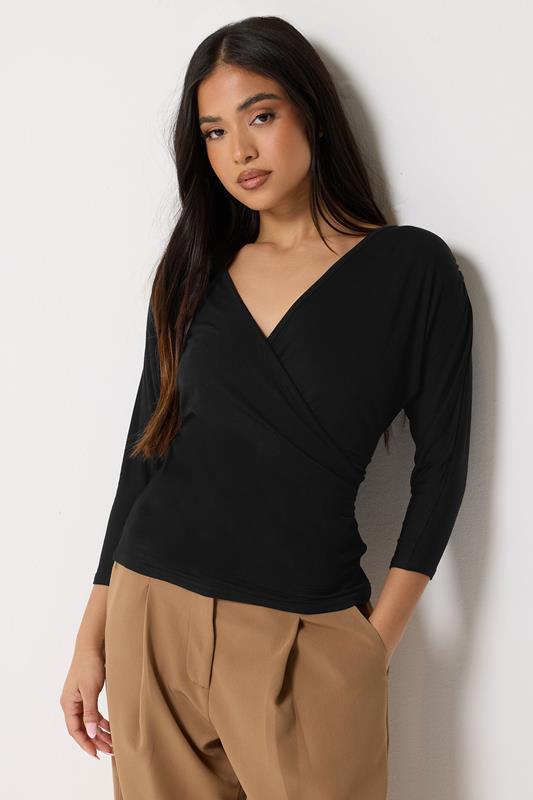 PixieGirl Petite Black Wrap Top